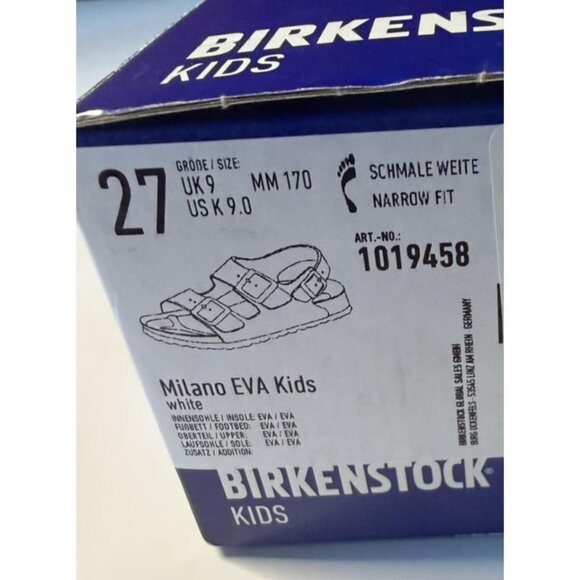 Birkenstock Milano EVA Kids Sandals White EU 27 US 9-9.5 Waterproof Lightweight - Picture 15 of 16